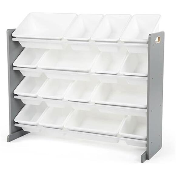 Supersized Toy Storage Organizer with 16 Removable Bins, Grey/White - Picture 5 of 5